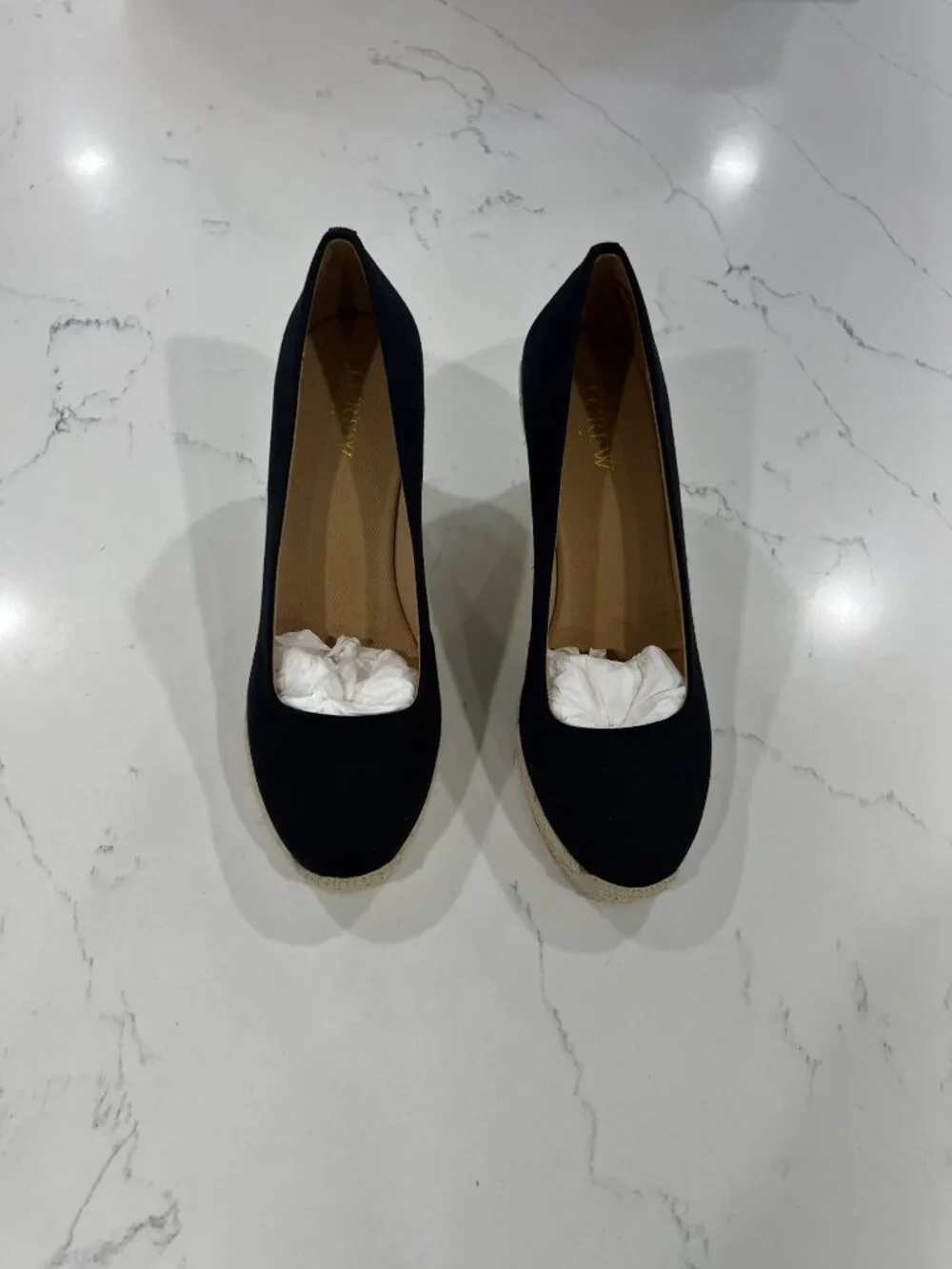 J.Crew Seville Espadrille Wedges in Black Canvas Size 7.5